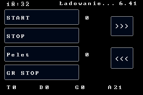 Ekran ładowania LCD z tekstem „Ładowanie”