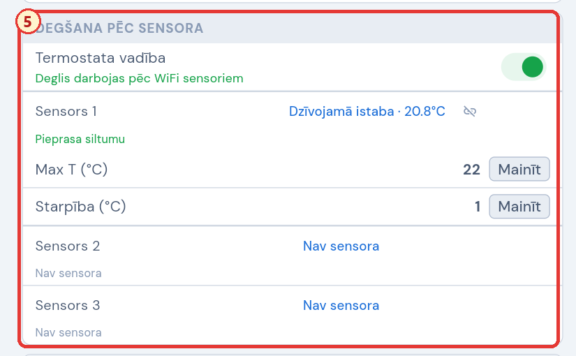 Degšana pēc sensora ar marķieri 5